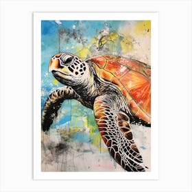 Abstract Watercolour Sea Turtle Illustration Art Print