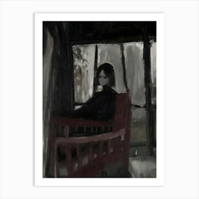 Dark Gothic Girl In A Chair Art Print