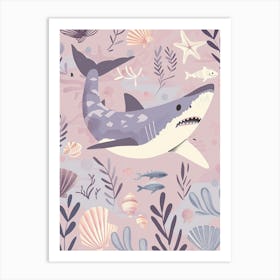 Purple Scalloped Hammerhead Shark 1 Art Print