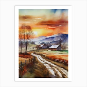 Sunset On The Farm 2 Art Print