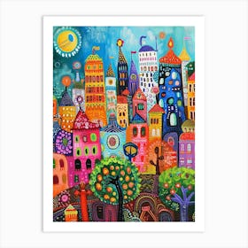 Kitsch Colourful Bangkok Inspired Cityscape  4 Art Print