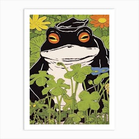 Frog In The Garden,  Matsumoto Hoji Inspired Japanese 14 Art Print