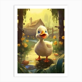 Animated Duckling On The Farm Art Print