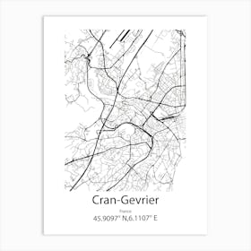 Cran Gevrier,France Minimalist Map Art Print