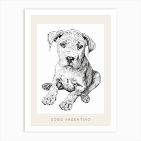 Dogo Argentino Dog Line Sketch 1 Poster Art Print