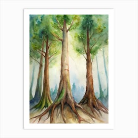 4 Towering Trees With Buttress Roots (1) Art Print