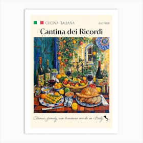 Cantina Dei Ricordi Trattoria Italian Poster Food Kitchen Art Print
