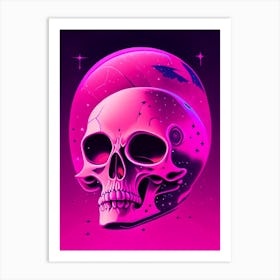 Skull With Cosmic Themes 3 Pink Pop Art Art Print