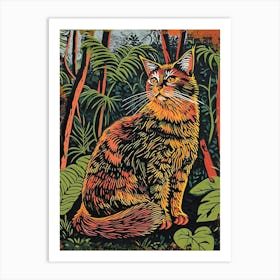 Balinese Cat Relief Illustration 1 Art Print