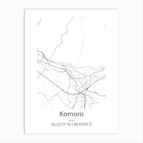 Komoro,Japan Minimalist Map Art Print