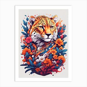 Cheetah White Art Print