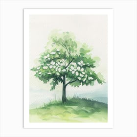 Dogwood Tree Atmospheric Watercolour Painting 1 Art Print