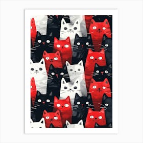 Repeatable Artwork With Cute Cat Faces 3 Art Print