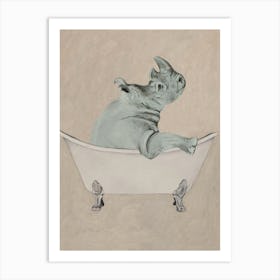 Rhinoceros In Bathtub Art Print