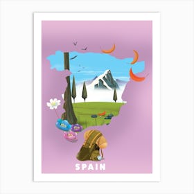 Spain travel Map Art Print