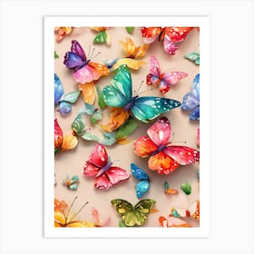 Many Colorful Butterflies Art Print