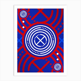 Geometric Glyph in White on Red and Blue Array n.0023 Art Print