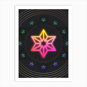 Neon Geometric Glyph in Pink and Yellow Circle Array on Black n.0054 Art Print