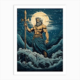  An Illustration Of The Greek God Poseidon 11 Art Print