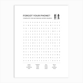 Bathroom Word Search, Forgot Your Phone? Art Print