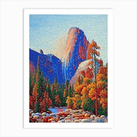 Yosemite National Park United States Of America Pointillism Art Print