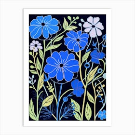 Blue Flower Illustration Nigella Love In A Mist 1 Art Print