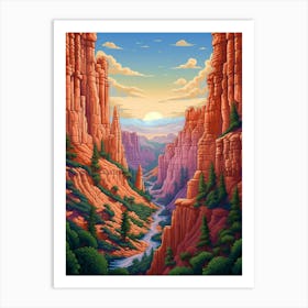 Canyon Landscape Pixel Art 3 Art Print