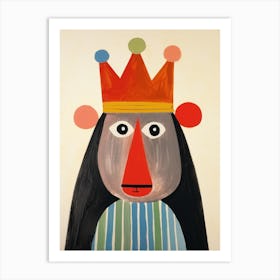 Little Baboon 1 Wearing A Crown Art Print