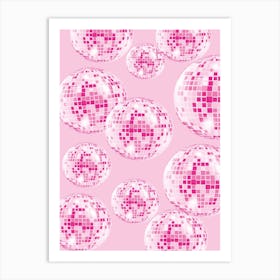 Pink Disco Ball Art Print
