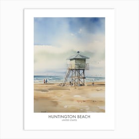 Huntington Beach 2 Watercolour Travel Poster Art Print