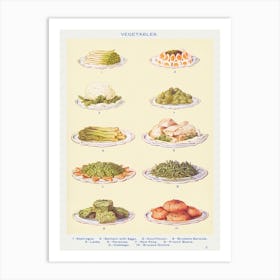 Vegetables Asparagus, Spinach With Eggs Art Print