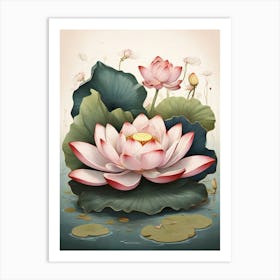 Lotus Flower Illustration Art Print 1 Art Print