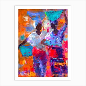 Two Women Carrying Baskets Art Print