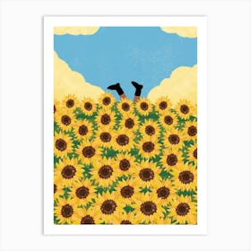 Admist Sunflower Fields Art Print