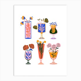 Floral Cocktails Art Print