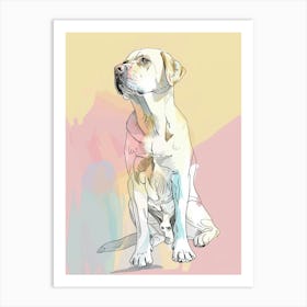 Pastel Labrador Dog Watercolour Line Illustration 4 Art Print