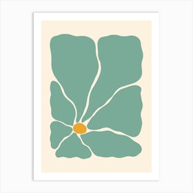 Abstract Flower 03 - Teal Art Print