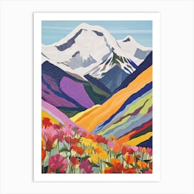 Grossglockn Austria 3 Colourful Mountain Illustration Art Print