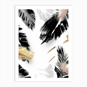 Abstract Black And Gold Feathers Art Print