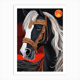Horse With Moon 2 Art Print