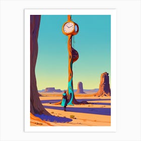 Clock In The Desert Art Print