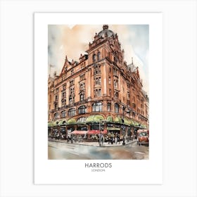 Harrods 3 Watercolour Travel Poster Art Print