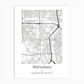 Matsubara,Japan Minimalist Map Art Print