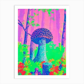 Mushroom Risograph Retro Poster vegetable Art Print