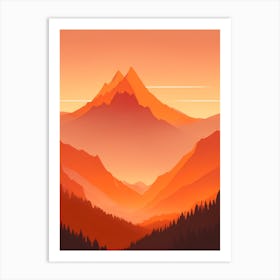 Misty Mountains Vertical Composition In Orange Tone 267 Art Print