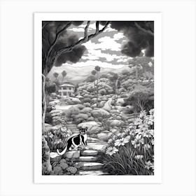 Descanso Gardens, Usa, Cats Line Art 4 Art Print