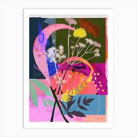 Gypsophila 3 Neon Flower Collage Art Print