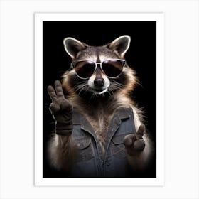A Honduran Raccoon Doing Peace Sign Wearing Sunglasses 2 Art Print
