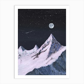 Full moon over the mountain Art Print