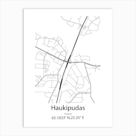 Haukipudas,Finland Minimalist Map Art Print